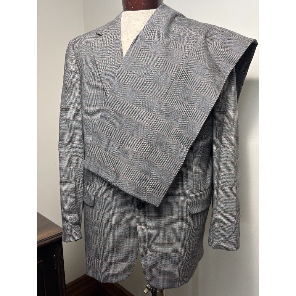Cromwell Juster's Custom‎ Suit Sz 44-46 Windowpane Wool Two Button Blazer Jacket - Picture 7 of 16